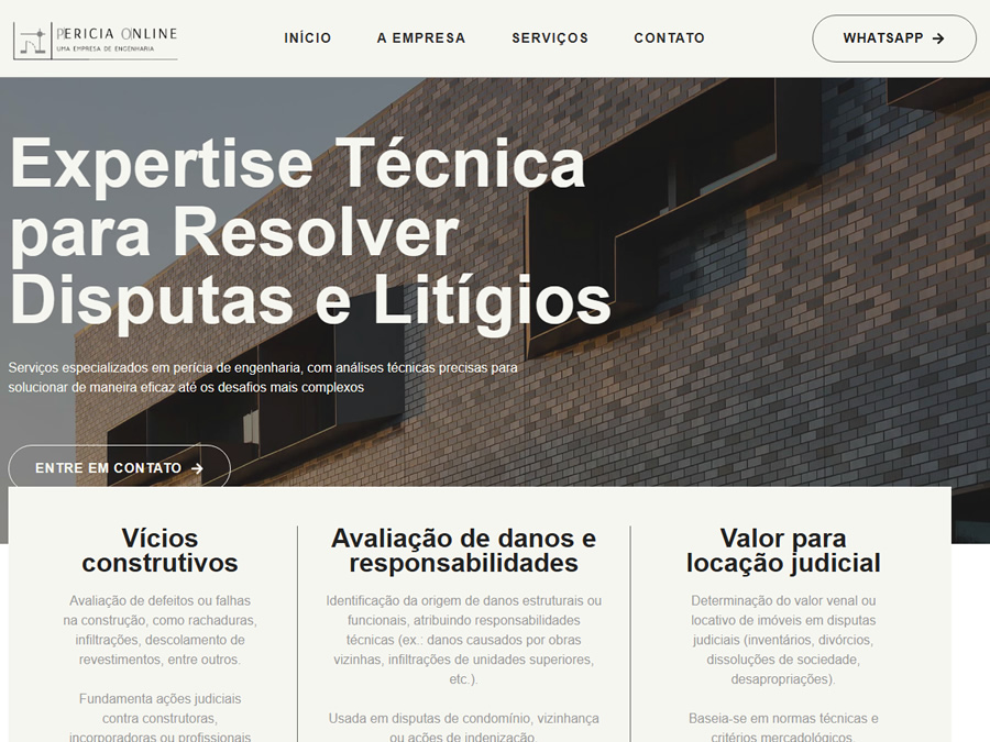 Prévia do site Perícia Online